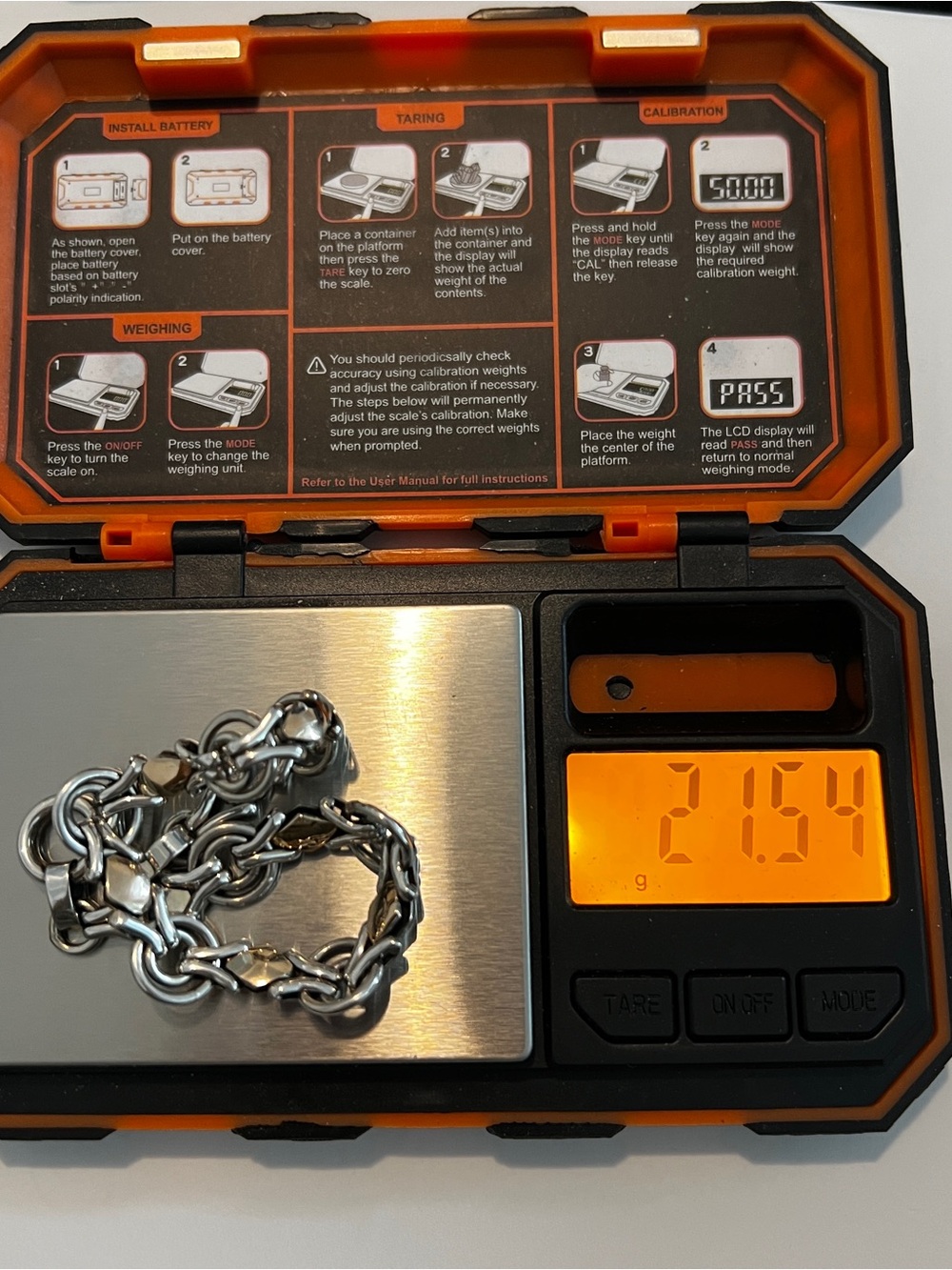 Heavy Vintage 950 Silver with Solid 18k links Bracelet with Box - Picture 10 of 10